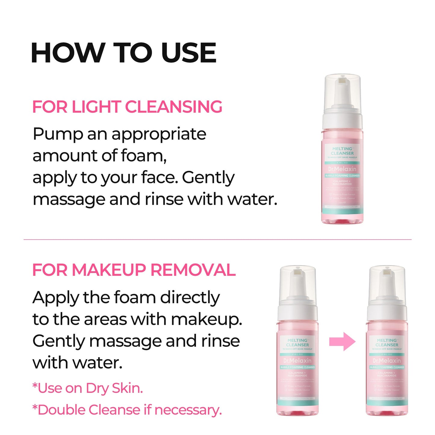 Dr.Melaxin Melting Cleanser - Hypoallergenic Makeup remover with Quick Bubble, Deep Pore Cleansing for all skin type, 150ml
