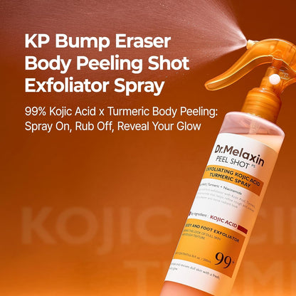 Dr.Melaxin Peel Shot Glow Rice Ampoule Duo (White + Black) & Kojic Acid Spray Set – Exfoliating & Brightening Skincare Kit for Smooth Texture, Dark Spot Care & Radiant Skin
