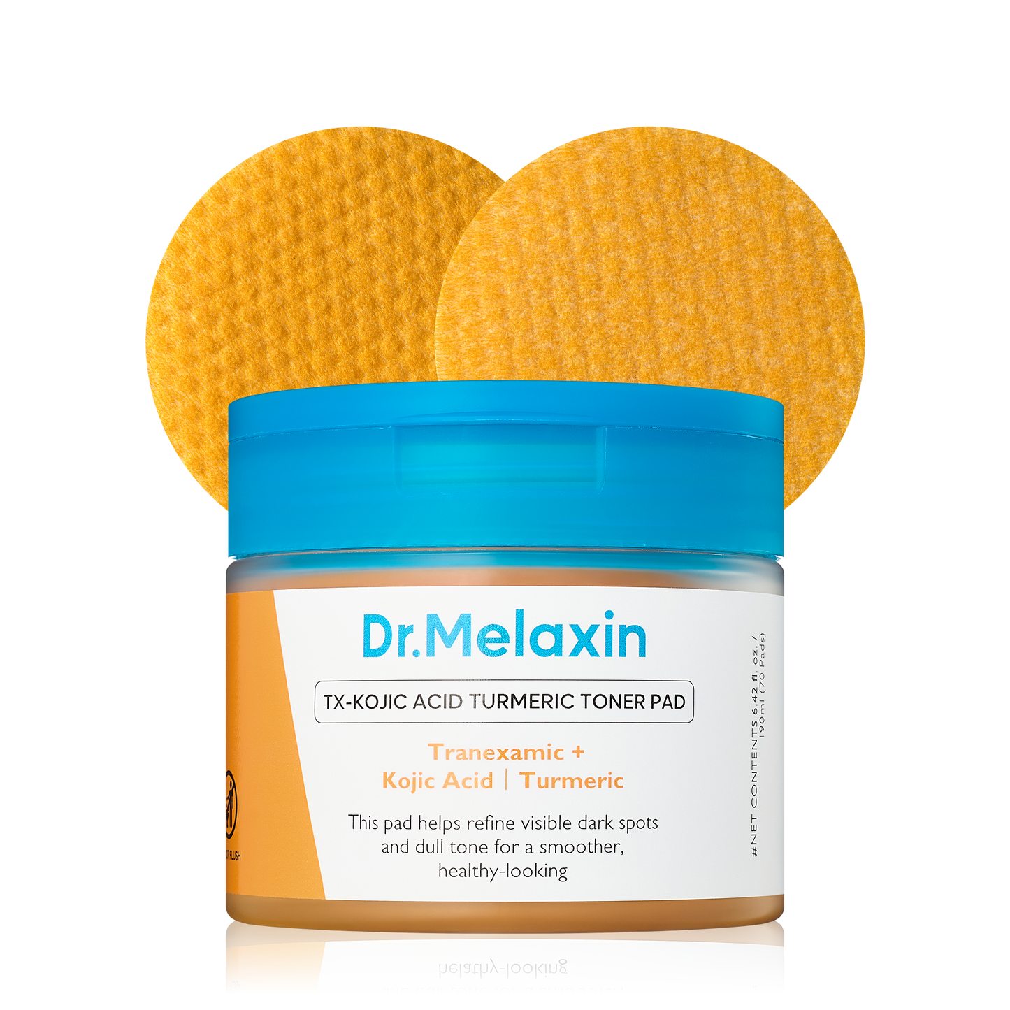 Dr.Melaxin TX Kojic Acid Turmeric Toner Pads with Tranexamic Acid, Brightening Toner Pad for Pigmentation & Dark Spot Care, Gentle Keratin Care for Radiant Skin, Korean Skincare, 70 Sheets